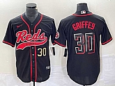 Men's Cincinnati Reds #30 Ken Griffey Jr Number Black 2023 City Connect Cool Base Stitched Jerseys,baseball caps,new era cap wholesale,wholesale hats